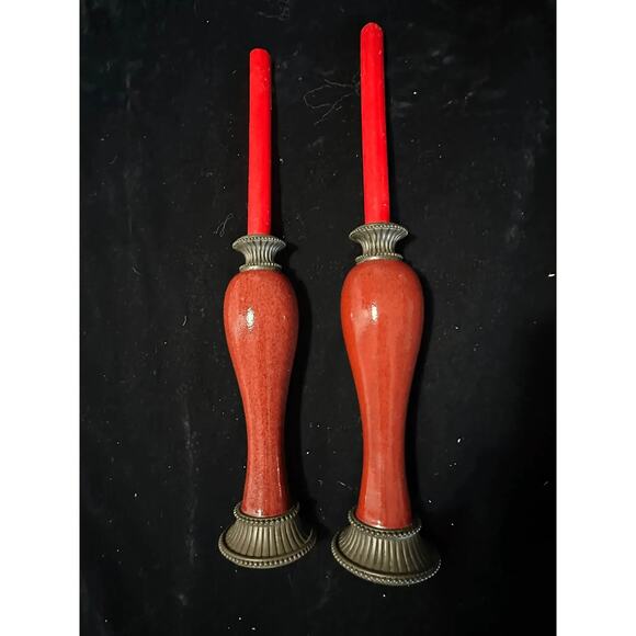 PartyLite Moroccan Spice Taper Candle Holders Set of 2 P7531 10.5 Inch Decor - Picture 1 of 11